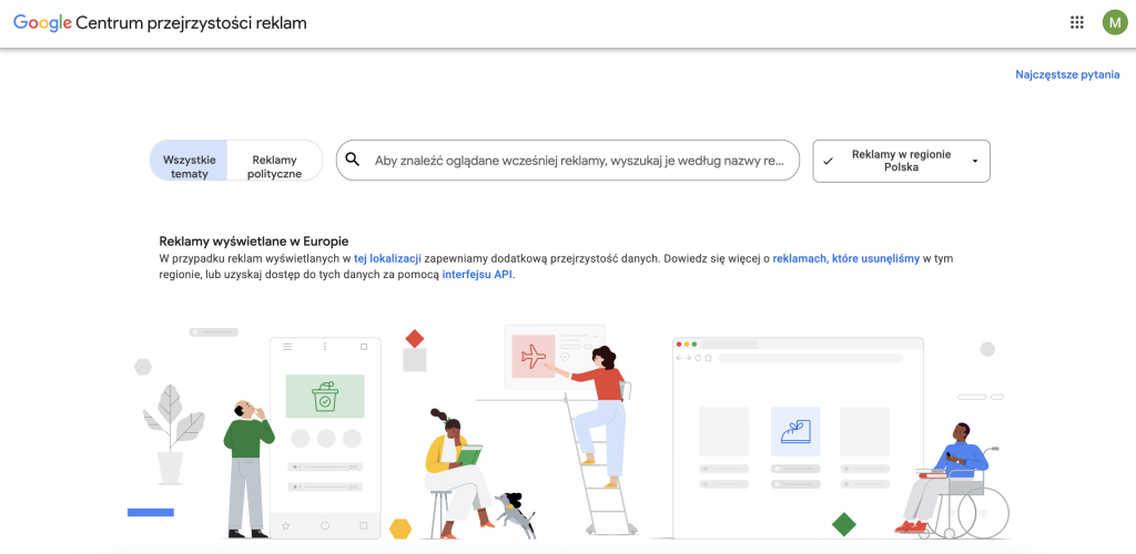 strona główna Google Ads Transparency Center